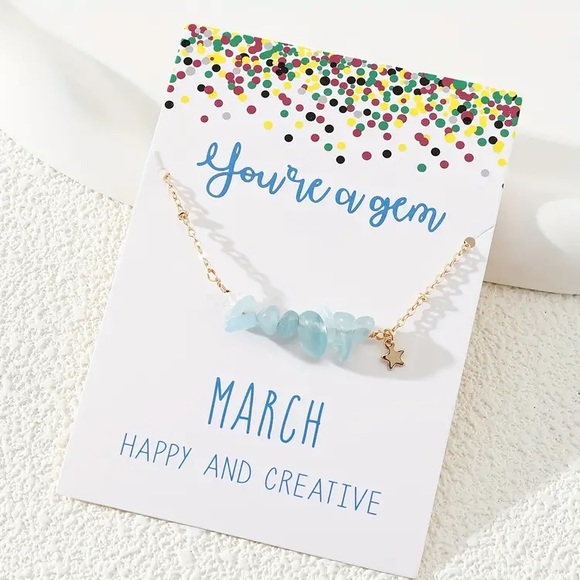 Natural Stone Chips Birthstone Necklace - Picture 4 of 13